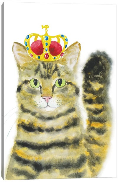 Crowned Brown Tabby Cat Canvas Art Print - Crown Art