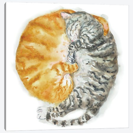 Orange And Tabby Cat Canvas Print #AXS163} by Alexey Dmitrievich Shmyrov Canvas Print