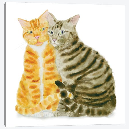 Brown Tabby And Orange Cat Canvas Print #AXS164} by Alexey Dmitrievich Shmyrov Canvas Art