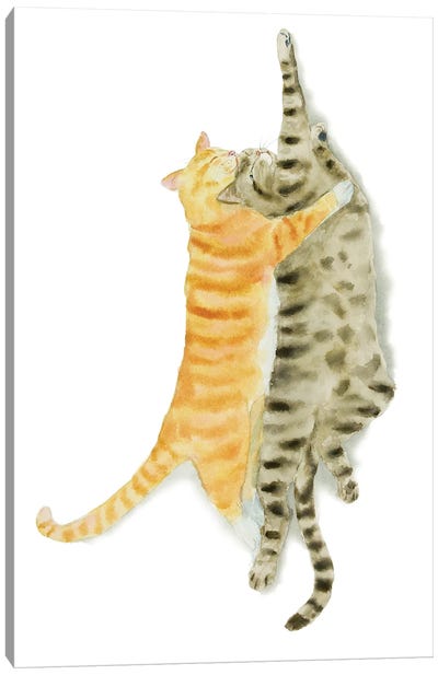 Brown Tabby And Orange Cat II Canvas Art Print - Alexey Dmitrievich Shmyrov