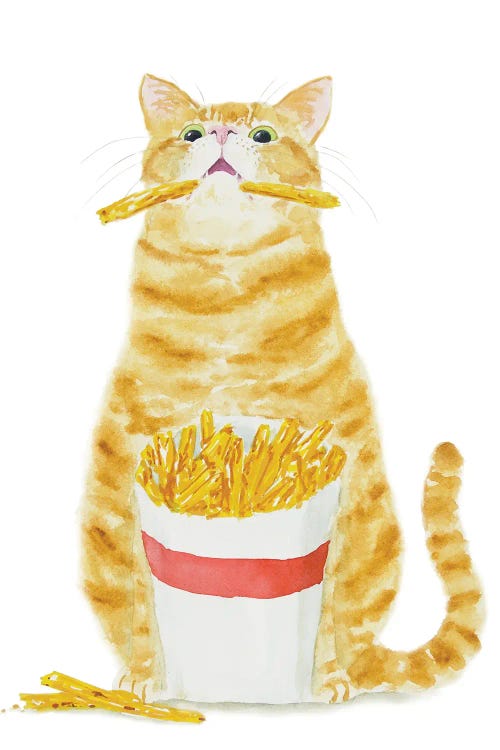 Orange Tabby Cat And French Fries