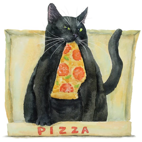 Black Cats: Black Cat And Pizza by Alexey Dmitrievich Shmyrov