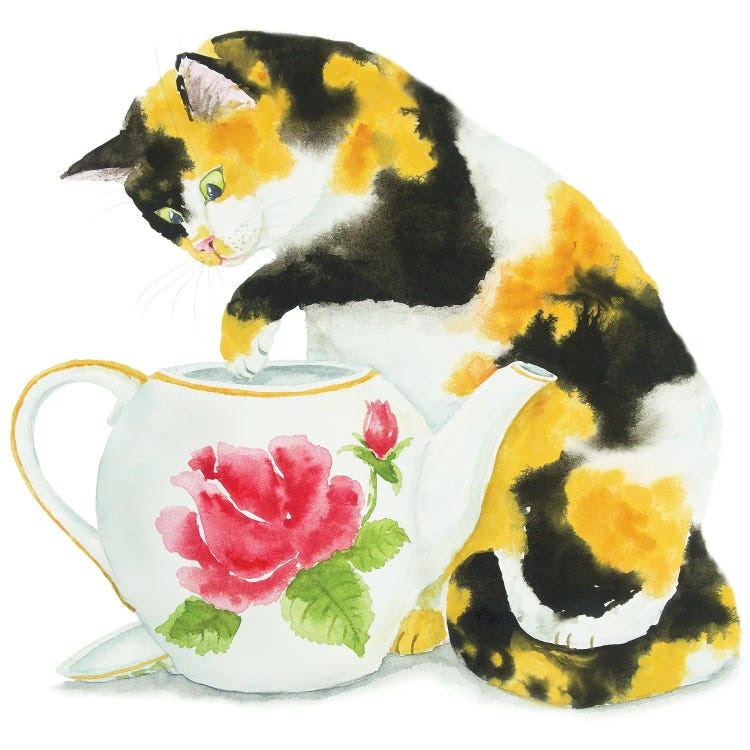 Calico Cat And Teapot
