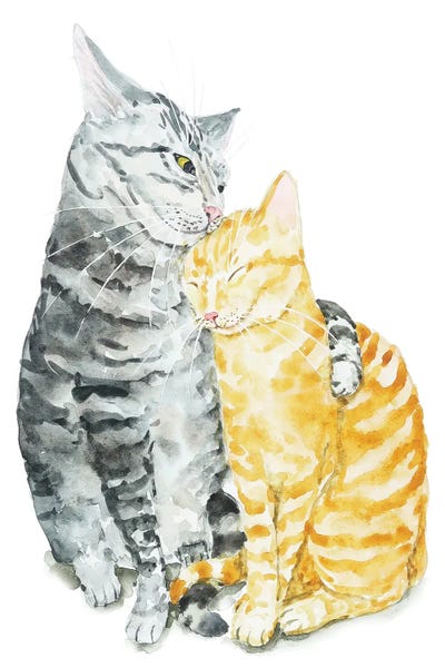 Cat Couple by Alexey Dmitrievich Shmyrov framed canvas print