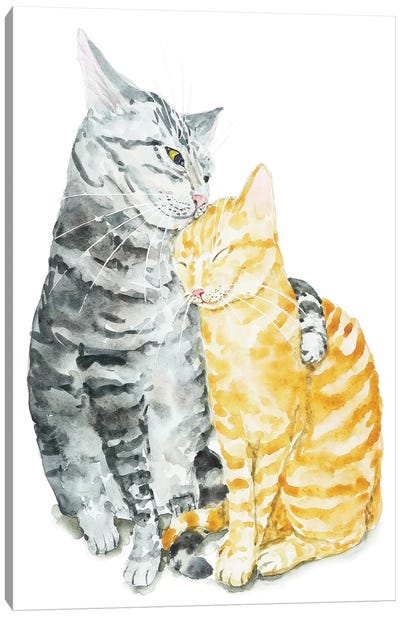 Cat Couple Canvas Art Print - Alexey Dmitrievich Shmyrov