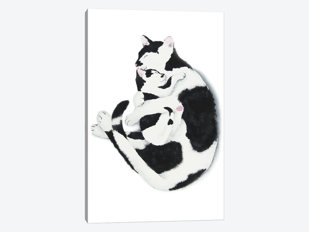 Cat Mom And Kitten by Alexey Dmitrievich Shmyrov 1-piece Canvas Wall Art