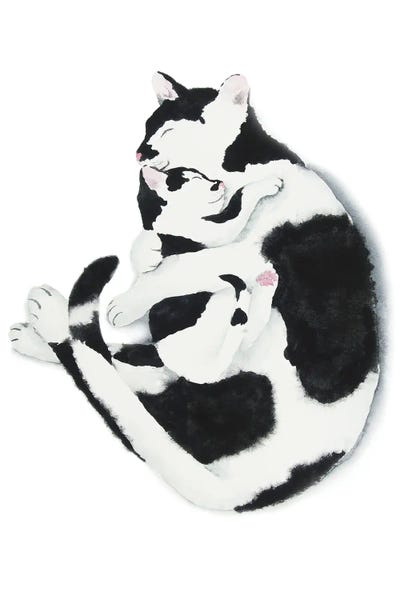 Snowshoes: Cat Mom And Kitten by Alexey Dmitrievich Shmyrov