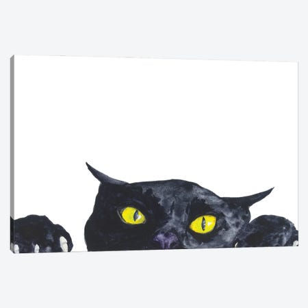 Funny Peeking Black Cat Canvas Print #AXS29} by Alexey Dmitrievich Shmyrov Canvas Art