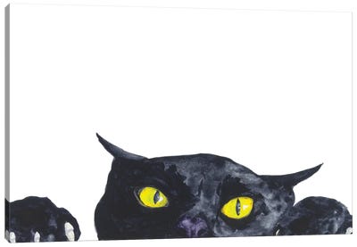 Funny Peeking Black Cat Canvas Art Print - Alexey Dmitrievich Shmyrov