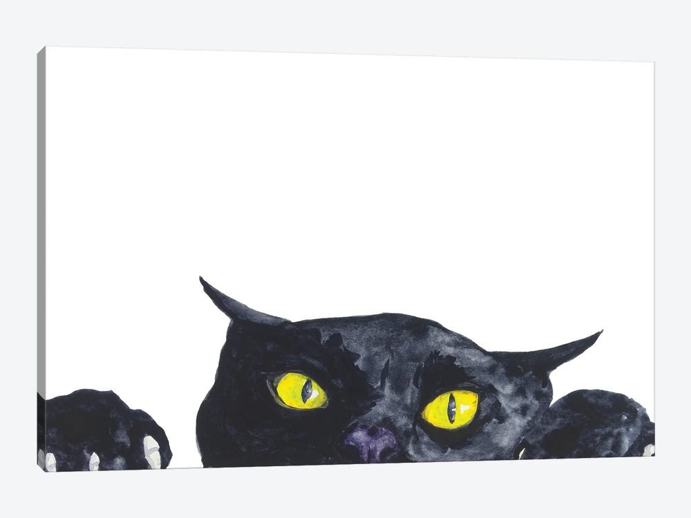 Funny Peeking Black Cat by Alexey Dmitrievich Shmyrov 1-piece Art Print
