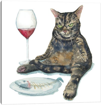 Grumpy Tabby Cat Canvas Art Print - Alexey Dmitrievich Shmyrov