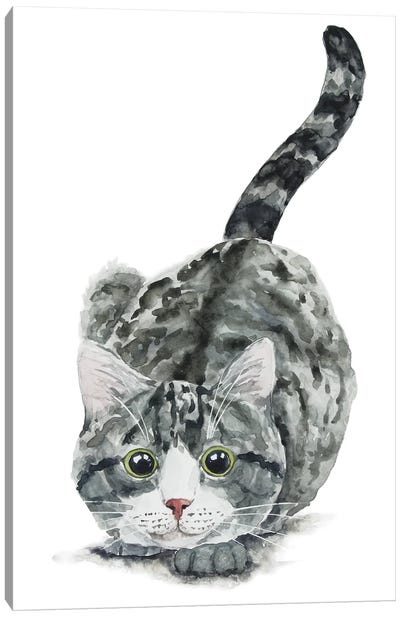 Hunting Tabby Cat Canvas Art Print - Alexey Dmitrievich Shmyrov