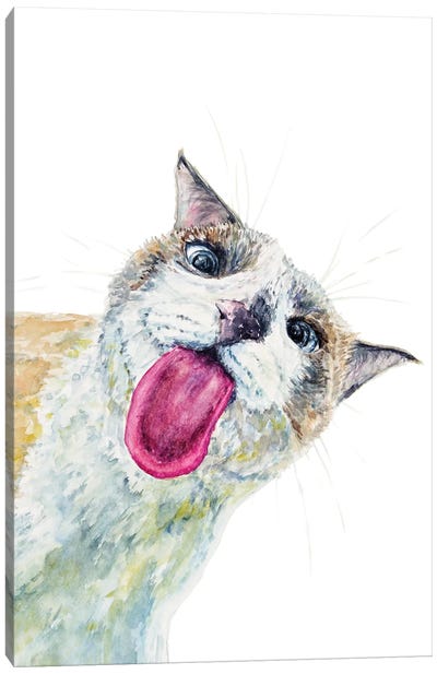 Funny Peeking Cat Canvas Art Print - Alexey Dmitrievich Shmyrov