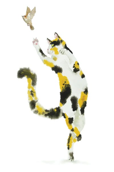 Bird Hunting Calico Cat by Alexey Dmitrievich Shmyrov art print