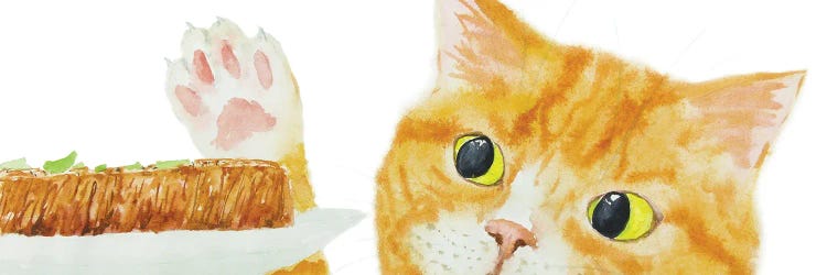Orange Cat And Steak by Alexey Dmitrievich Shmyrov wall art