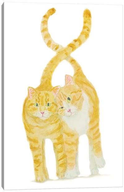 Orange Cats Couple Canvas Art Print - Orange Cat Art