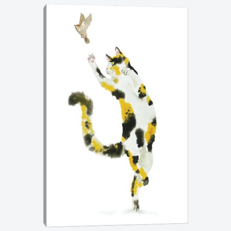 Bird Hunting Calico Cat Canvas Print #AXS4} by Alexey Dmitrievich Shmyrov Canvas Print