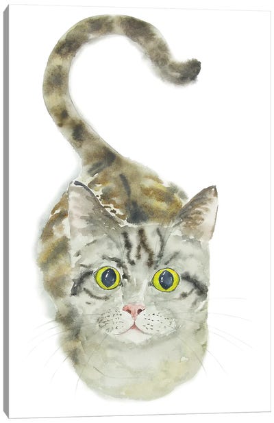 Sitting Tabby Cat Canvas Art Print - Alexey Dmitrievich Shmyrov