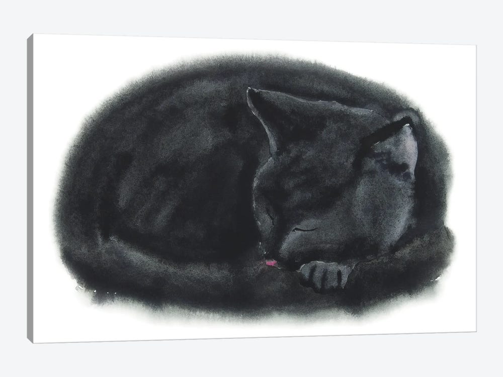 Sleeping Black Kitten by Alexey Dmitrievich Shmyrov 1-piece Canvas Art Print