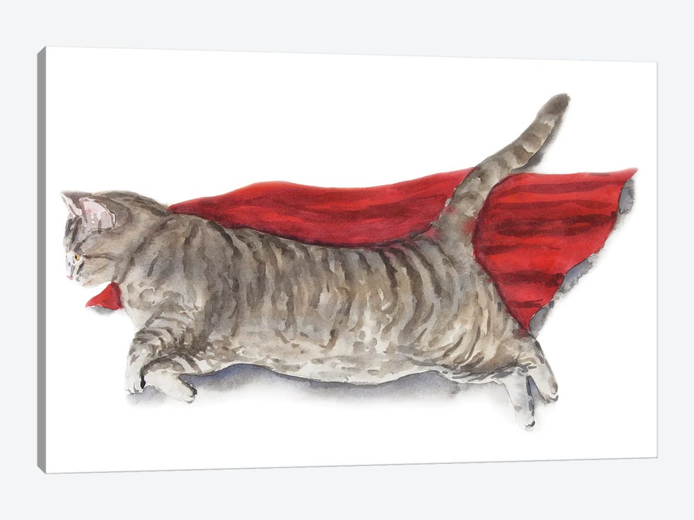 Superhero Cat by Alexey Dmitrievich Shmyrov 1-piece Canvas Art Print