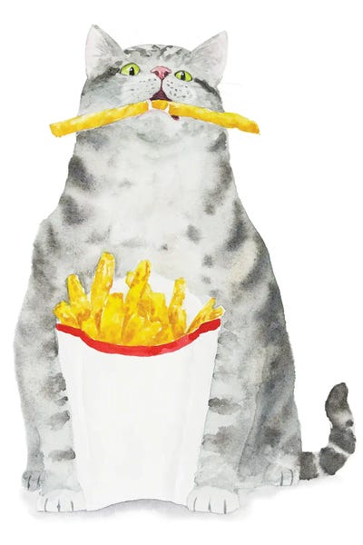 Tabbies: Tabby Cat And French Fries by Alexey Dmitrievich Shmyrov