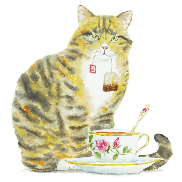 Tabbies: Tabby Cat And Tea by Alexey Dmitrievich Shmyrov