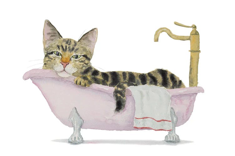 Tabby Cat Bath Time by Alexey Dmitrievich Shmyrov wall art