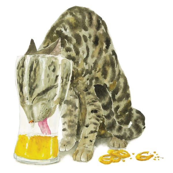 Tabbies: Tabby Cat With Beer by Alexey Dmitrievich Shmyrov