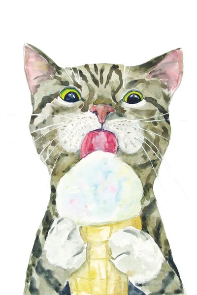 Tabbies: Tabby Cat With Ice Cream by Alexey Dmitrievich Shmyrov