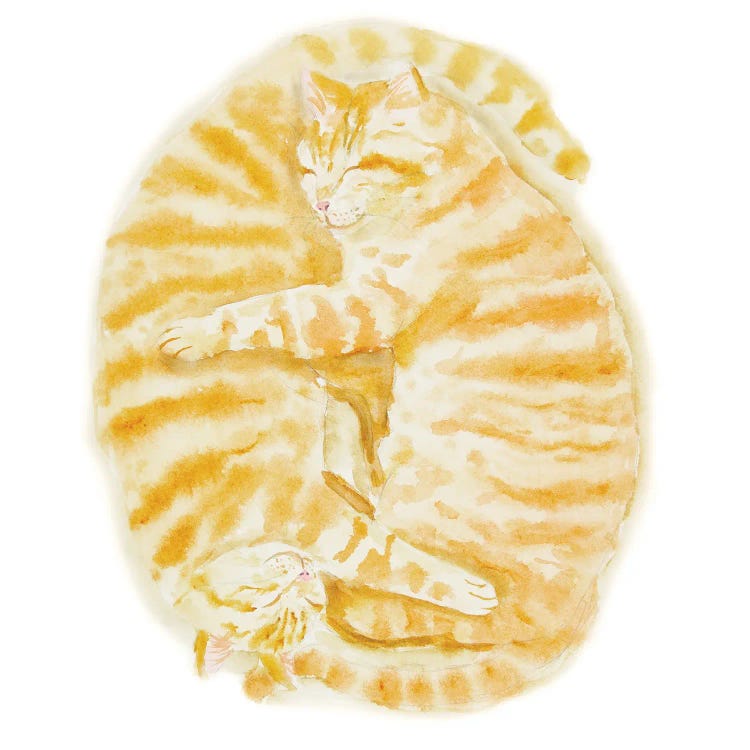Two Sleeping Orange Tabby Cats by Alexey Dmitrievich Shmyrov wall art