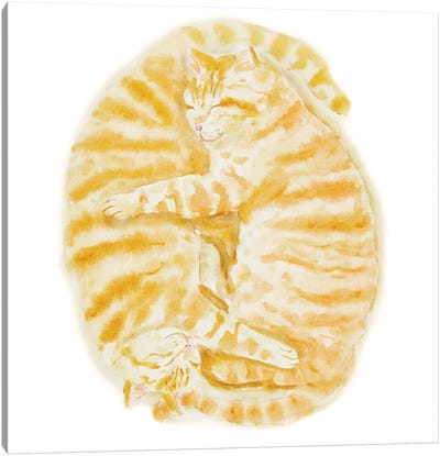 Two Sleeping Orange Tabby Cats Canvas Art Print - Orange Cat Art