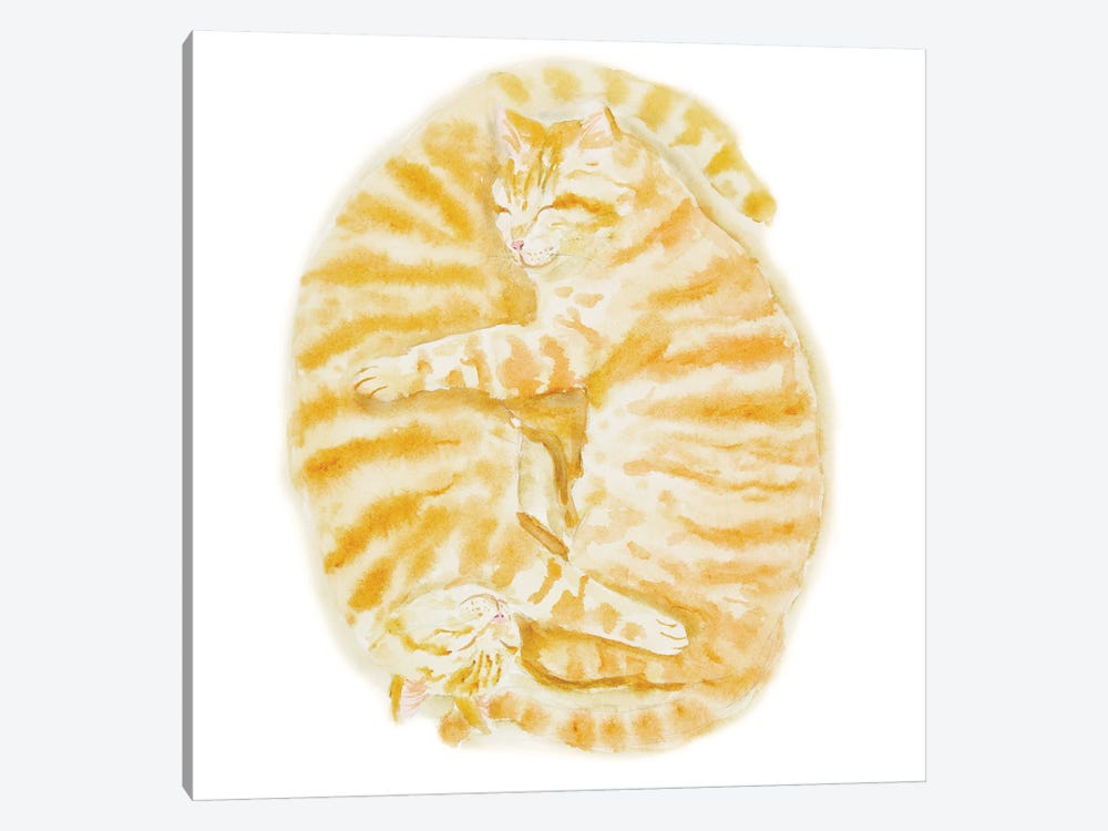 Two Sleeping Orange Tabby Cats by Alexey Dmitrievich Shmyrov 1-piece Canvas Print
