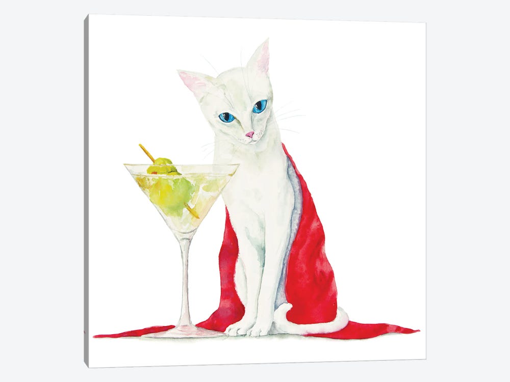 White Cat With Martini by Alexey Dmitrievich Shmyrov 1-piece Art Print