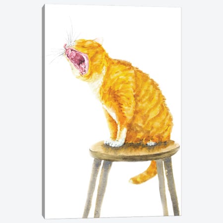 Yawning Orange Cat Canvas Print #AXS88} by Alexey Dmitrievich Shmyrov Canvas Wall Art