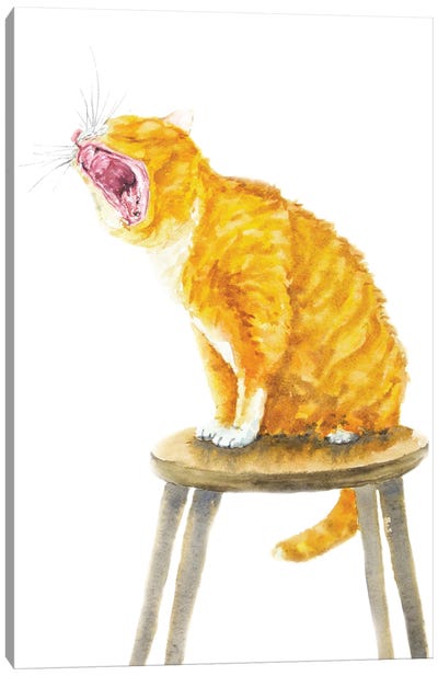 Yawning Orange Cat Canvas Art Print - Alexey Dmitrievich Shmyrov