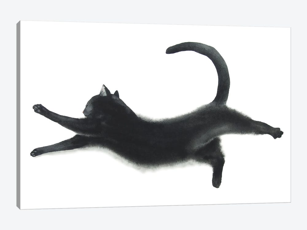 Yoga Black Cat I by Alexey Dmitrievich Shmyrov 1-piece Art Print