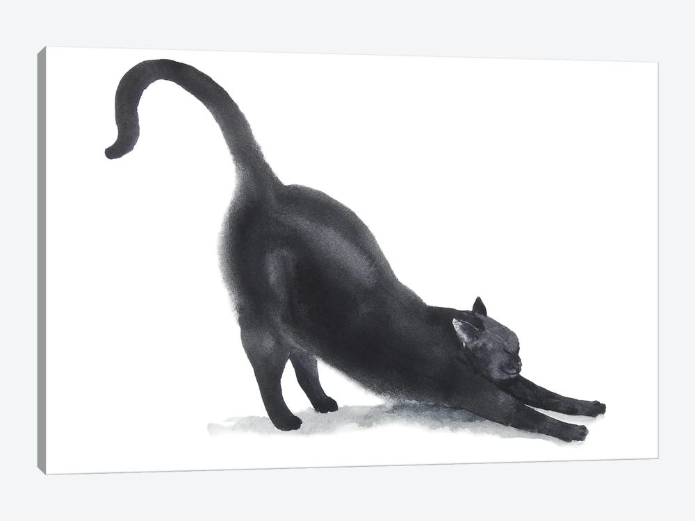 Yoga Black Cat II by Alexey Dmitrievich Shmyrov 1-piece Canvas Art Print