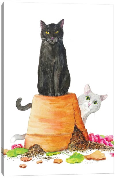 Naughty Cats Canvas Art Print - Alexey Dmitrievich Shmyrov