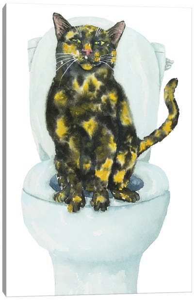 Tortoiseshell On The Toilet Canvas Art Print