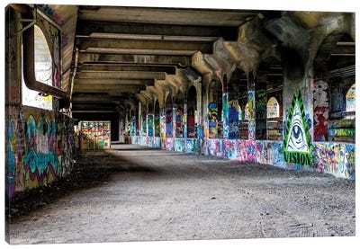 Down The Hall Canvas Art Print - Tunnel & Subway Art