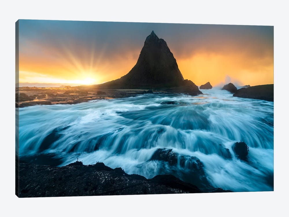 Coastal Drama - Waves Breaking Before Pelican Rock At Martin's Beach by Alexander Sloutsky 1-piece Canvas Wall Art