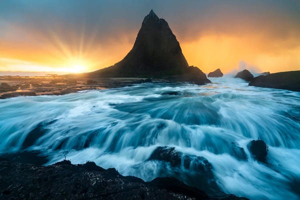 Alexander Sloutsky: Coastal Drama - Waves Breaking Before Pelican Rock At Martin's Beach by Alexander Sloutsky