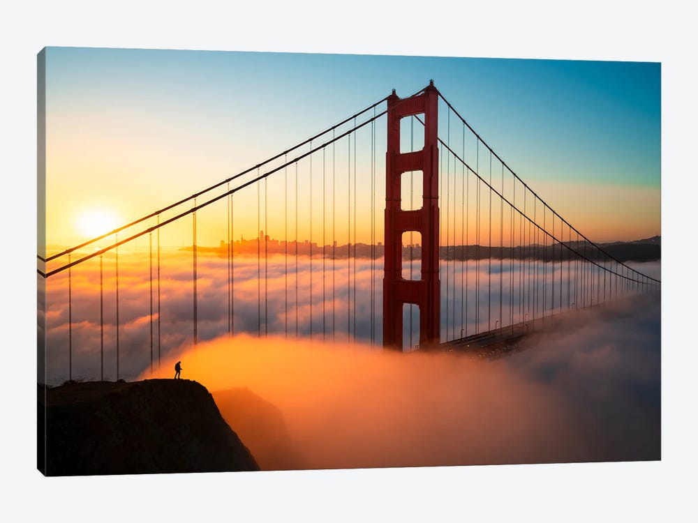 Morning Reverie - Golden Gate Bridge In Ethereal Fog by Alexander Sloutsky 1-piece Canvas Wall Art