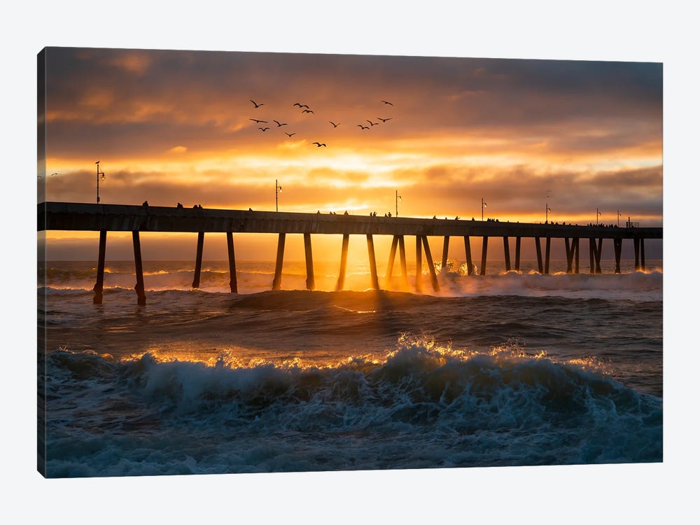 Waves Crashing At Pacifica Pier by Alexander Sloutsky 1-piece Canvas Print