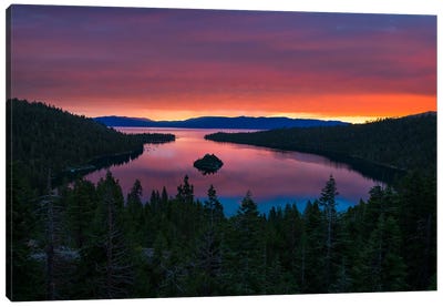 Serene Sunrise Over Lake Tahoe's Emerald Bay Canvas Art Print - Lake Tahoe Art