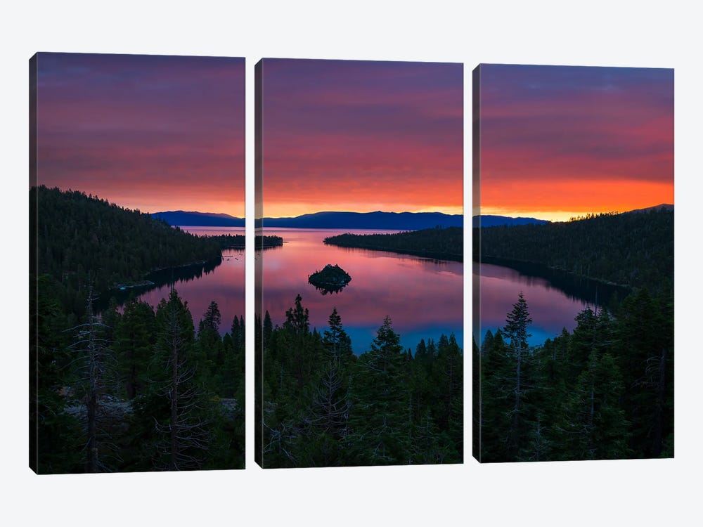 Serene Sunrise Over Lake Tahoe's Emerald Bay by Alexander Sloutsky 3-piece Canvas Wall Art