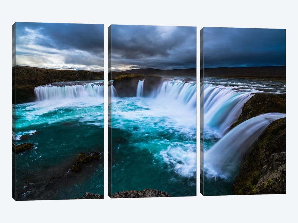 Cascading Whispers Of Godafoss by Alexander Sloutsky 3-piece Canvas Wall Art