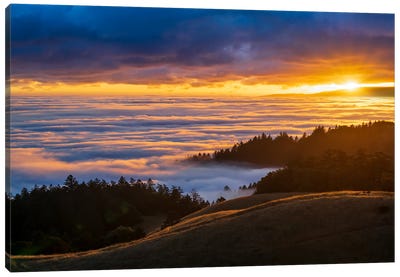 Sea Of Fog - Sunset Radiance At Mount Tamalpais Canvas Art Print - Mist & Fog Art