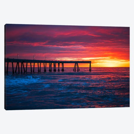 Sunset Magic At Pacifica Pier Canvas Print #AXU28} by Alexander Sloutsky Canvas Artwork