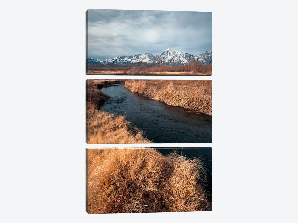 Owens River With Eastern Sierra Mountains Backdrop by Alexander Sloutsky 3-piece Canvas Print